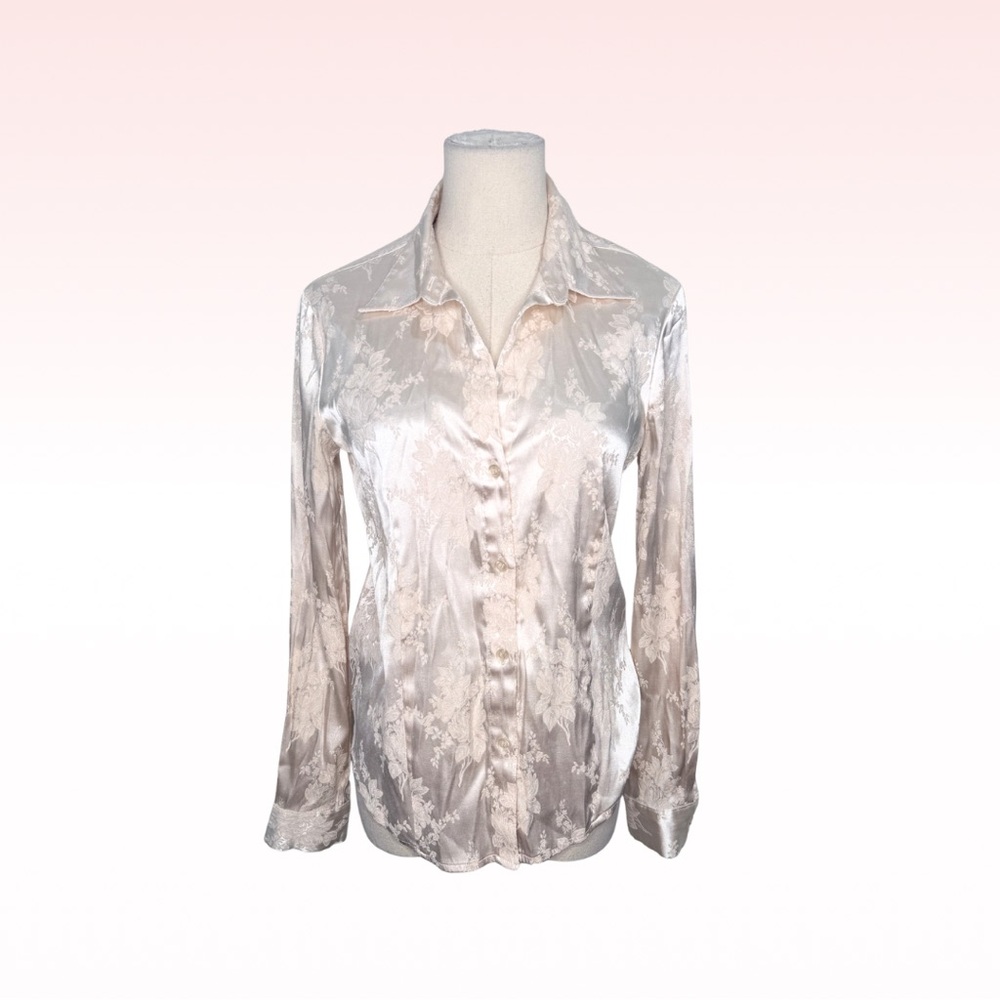 HYPE Vintage Floral Ivory Button Down Blouse (Sz S)